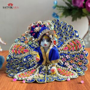 Vibrant Blue Laddu Gopal Dress with Mukut Blossom Design