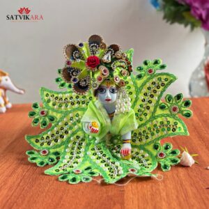 Traditional Green Pearl Poshak with Mukut for Laddu Gopal