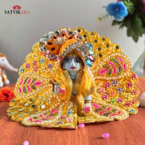 Royal Yellow Pitambari Poshak & Mukut Set for Laddu Gopal