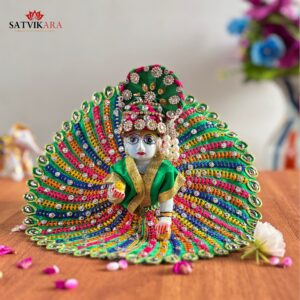 Bright Green Lahariya Dress with Pagdi for Laddu Gopal