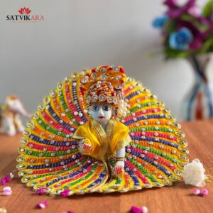 Bright Yellow Lahariya Dress with Pagdi for Laddu Gopal